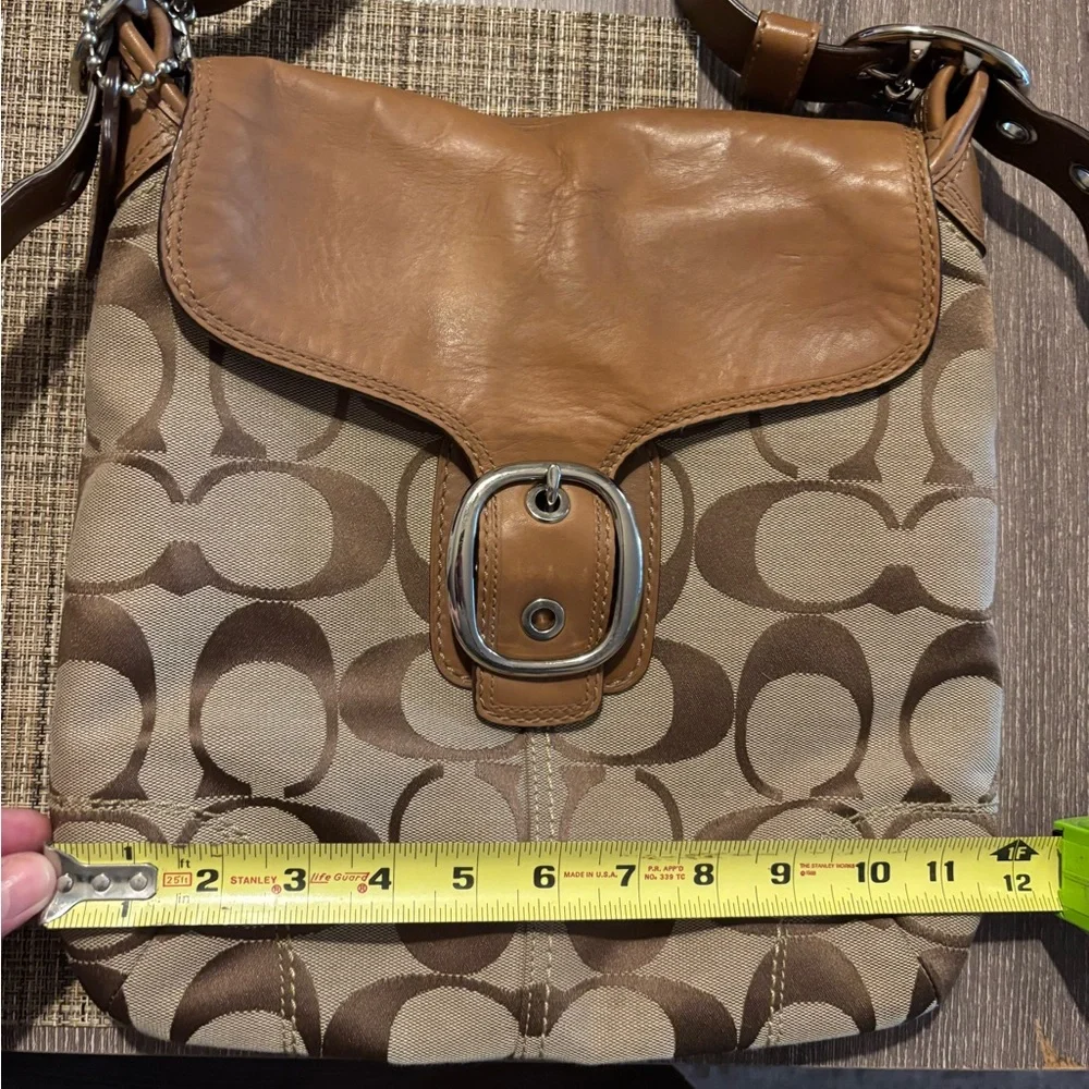 Coach Signature Canvas and Leather Crossbody Bag in Tan - Picture 6 of 10